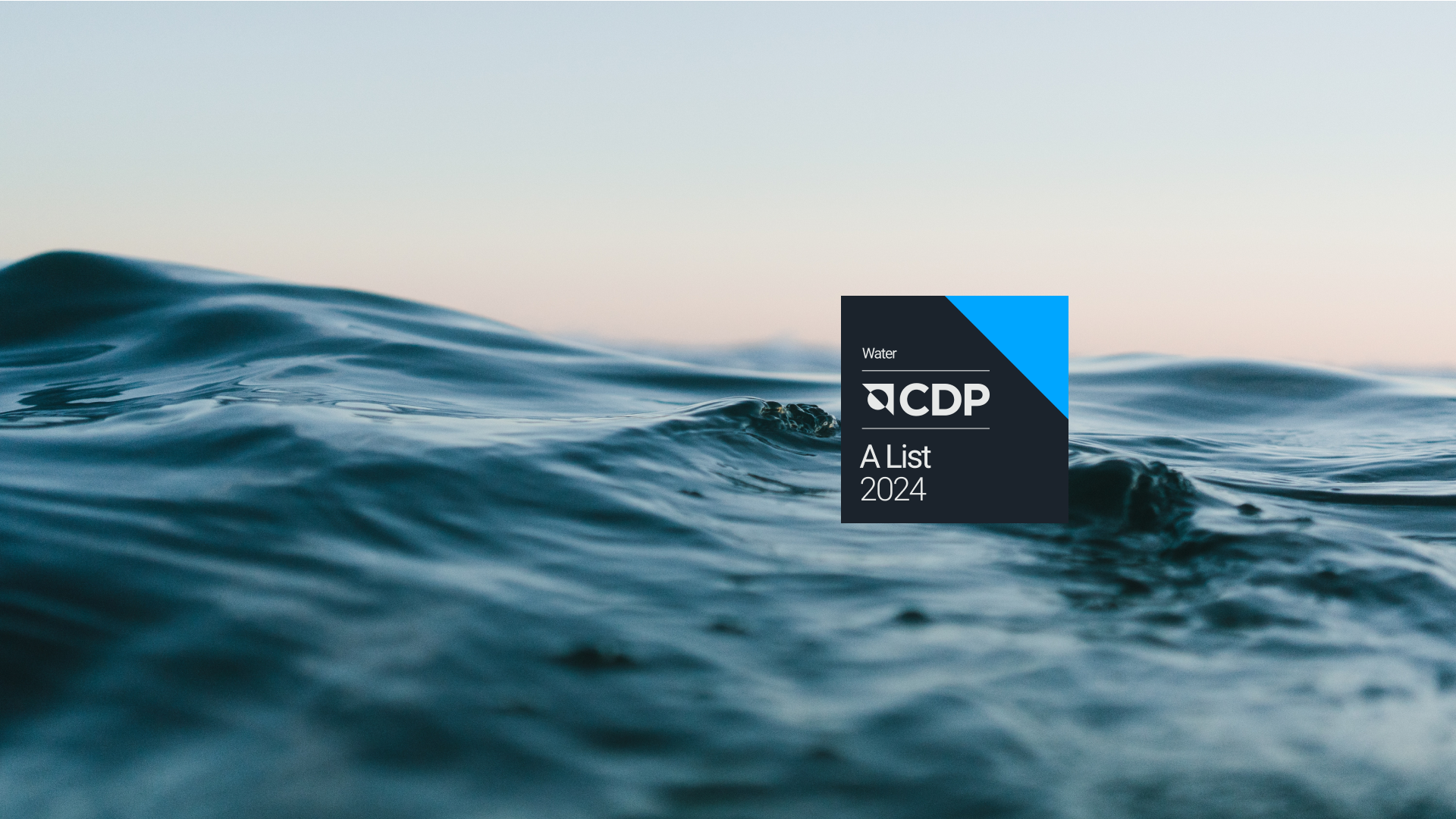 Waves and sky with CDP Water 'A' List 2024 logo